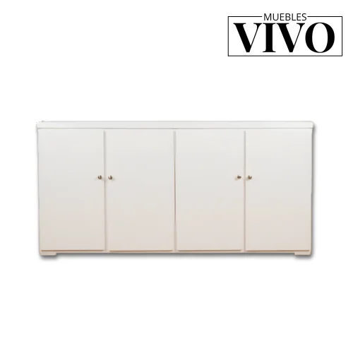 Aparador vajillero minimalista de 4 puertas blanco hecho a medida Muebles Vivo